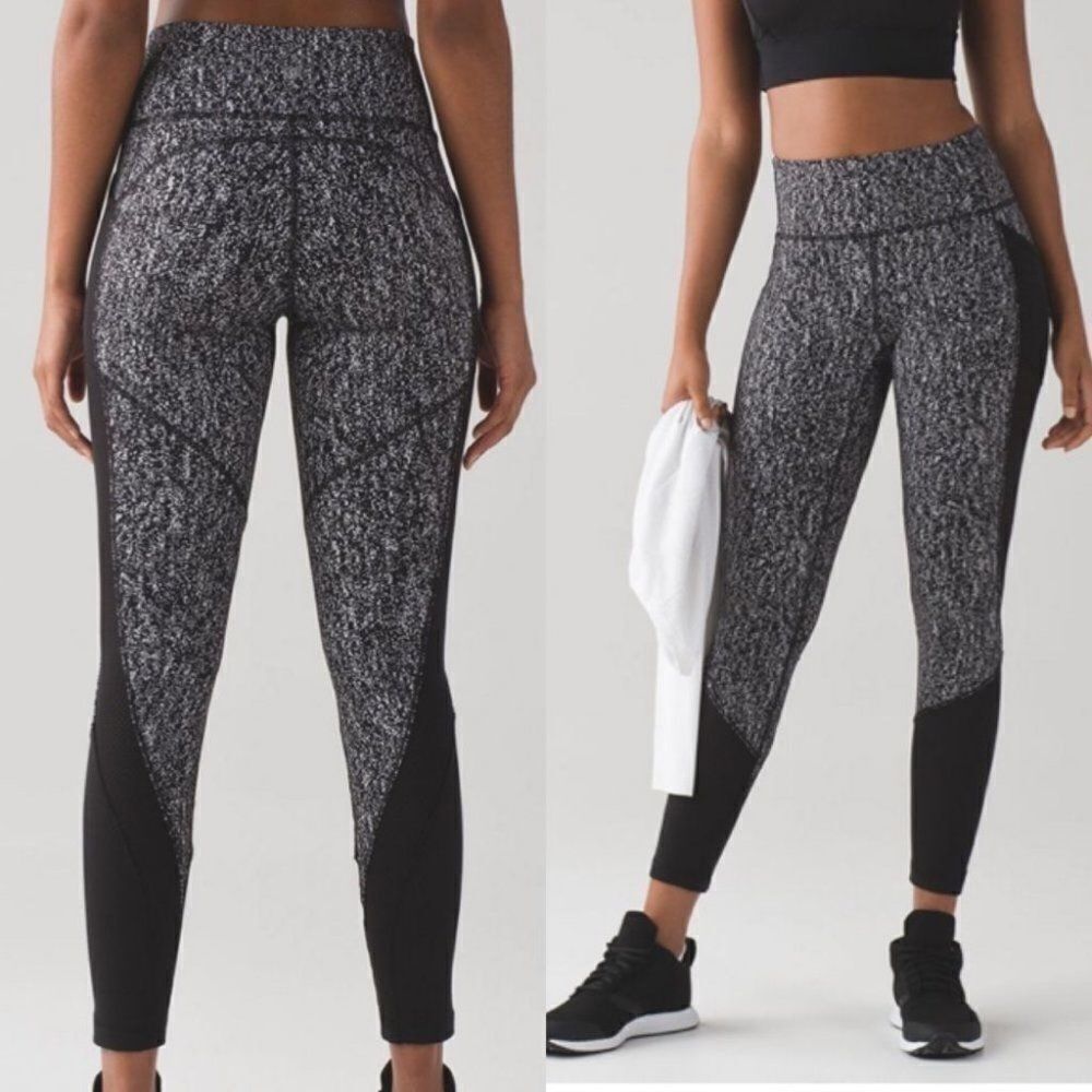 Lululemon Fit Physique Tight Luon Suited Jacquard Black White Size 4